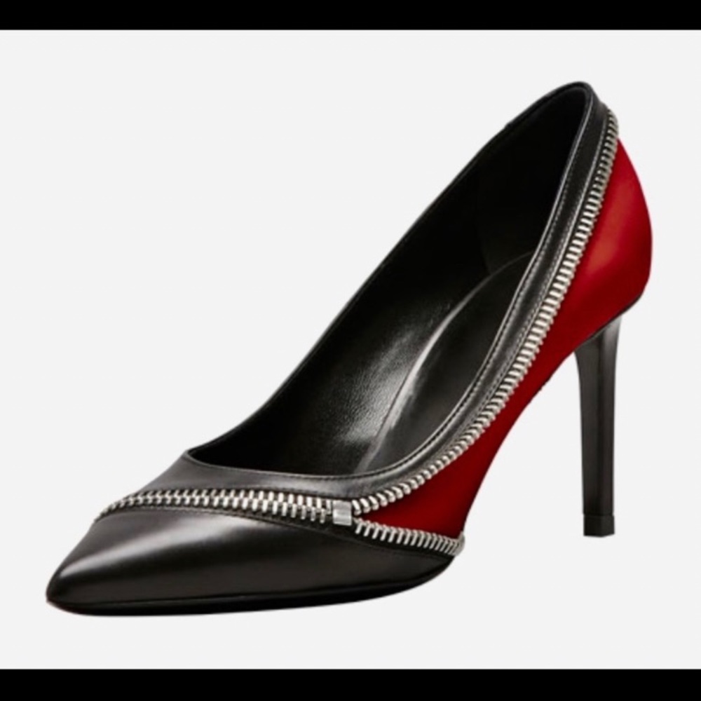 Saint Laurent Mid Zipper Heels Black/Red S-8.5